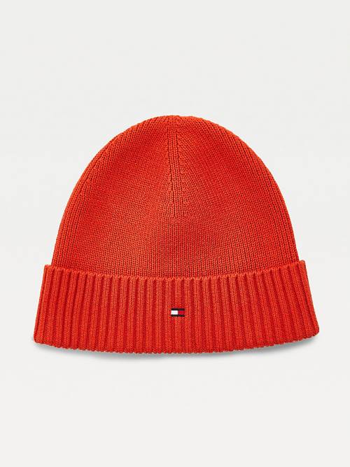 Tommy Hilfiger Pima Katoenen Cashmere Cuffed Beanie Hoeden Heren Oranje | TH378HUP