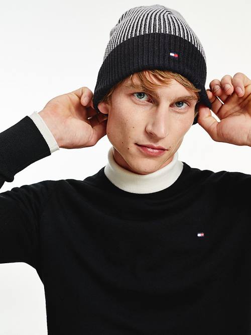 Tommy Hilfiger Pima Katoenen Cashmere Double Stitch Beanie Hoeden Heren Zwart | TH913GEL