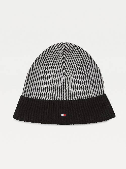 Tommy Hilfiger Pima Katoenen Cashmere Double Stitch Beanie Hoeden Heren Zwart | TH913GEL