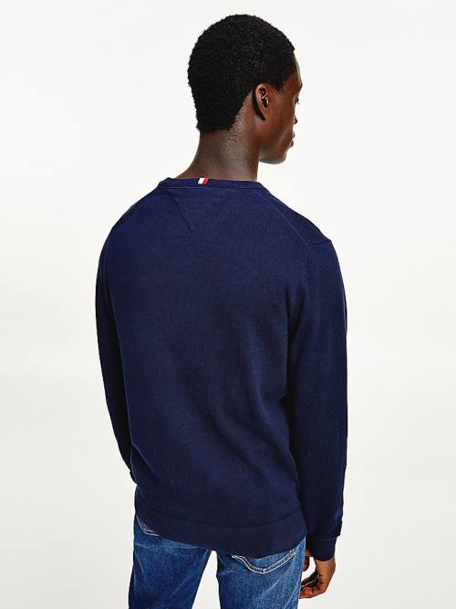 Tommy Hilfiger Pima Katoenen Cashmere V-Neck Jumper Truien Heren Blauw | TH836RTG