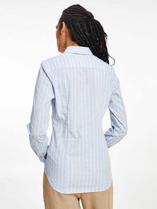 Tommy Hilfiger Pinstripe Slim Fit Overhemd Dames Blauw | TH092GXD