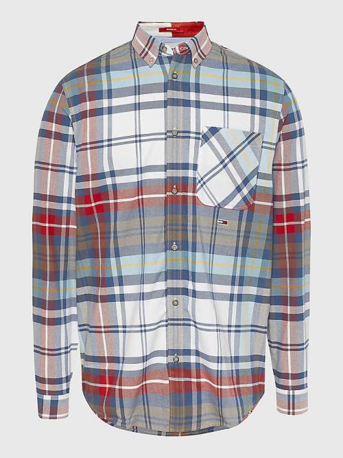 Tommy Hilfiger Plaid Check Organic Oxford Katoenen Overhemd Heren Blauw | TH285YTQ