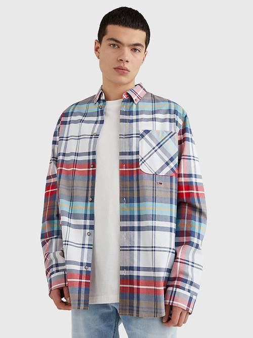 Tommy Hilfiger Plaid Check Organic Oxford Katoenen Overhemd Heren Blauw | TH285YTQ