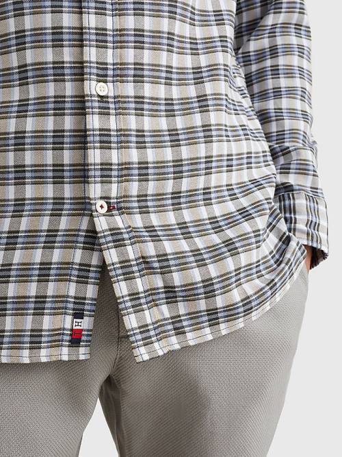 Tommy Hilfiger Plaid Check Slim Fit Oxford Overhemd Heren Groen | TH130TIQ