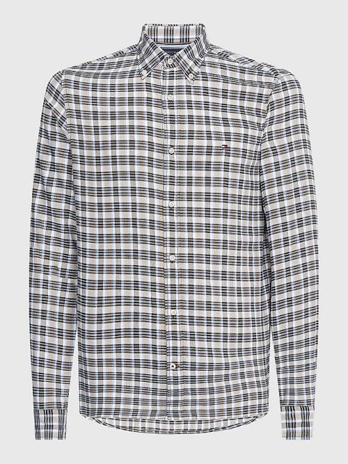 Tommy Hilfiger Plaid Check Slim Fit Oxford Overhemd Heren Groen | TH130TIQ