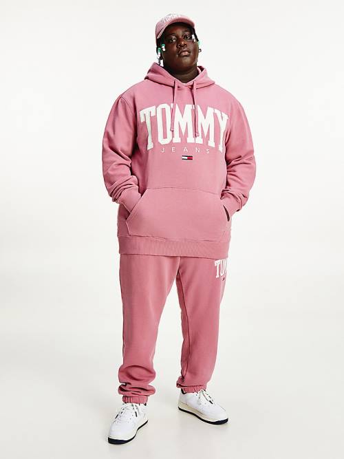 Tommy Hilfiger Plus College Logo Hoodie Heren Roze | TH763OWM