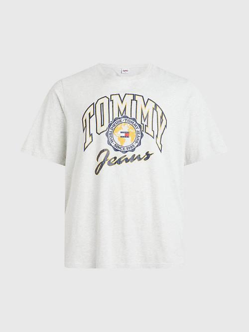 Tommy Hilfiger Plus College Logo T-shirts Heren Grijs | TH840MOJ