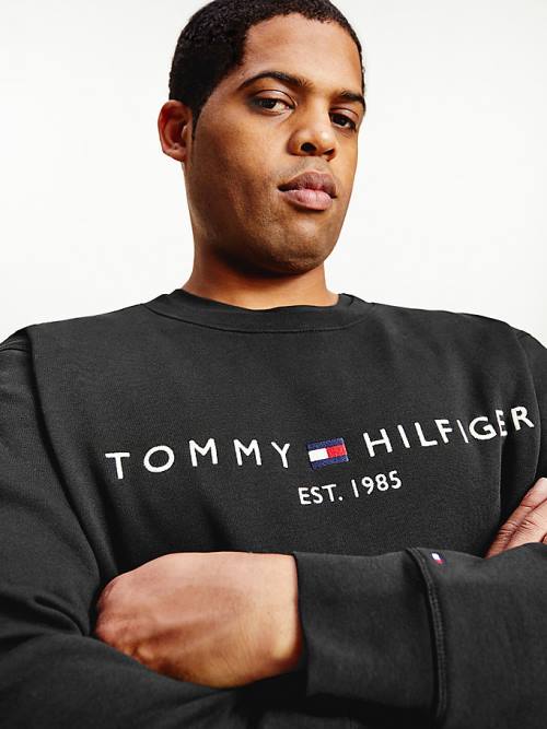 Tommy Hilfiger Plus Crew Neck Logo Sweatshirts Heren Zwart | TH691MIW