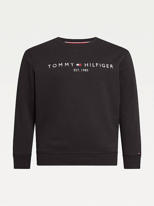 Tommy Hilfiger Plus Crew Neck Logo Sweatshirts Heren Zwart | TH691MIW