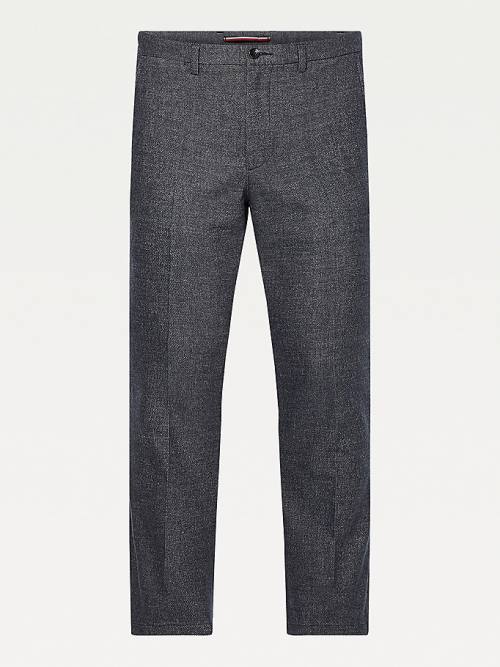 Tommy Hilfiger Plus Denton Fitted Straight Wool-Look Broek Heren Blauw | TH684JNM