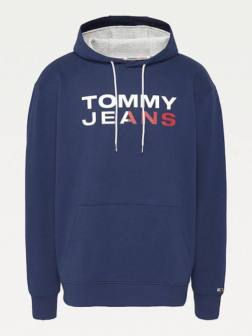 Tommy Hilfiger Plus Essential Logo Hoodie Heren Blauw | TH231YOH