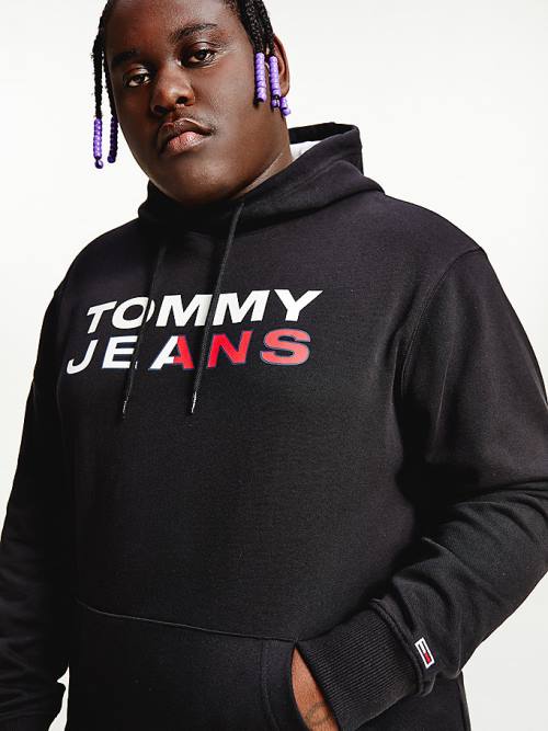 Tommy Hilfiger Plus Essential Logo Hoodie Heren Zwart | TH653XVS