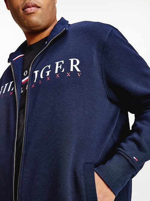 Tommy Hilfiger Plus Flex Fleece Logo Zip-Thru Sweatshirts Heren Blauw | TH493AYN