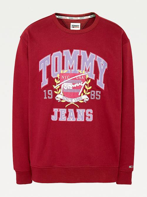 Tommy Hilfiger Plus Logo Fleece Sweatshirts Heren Rood | TH140SZV