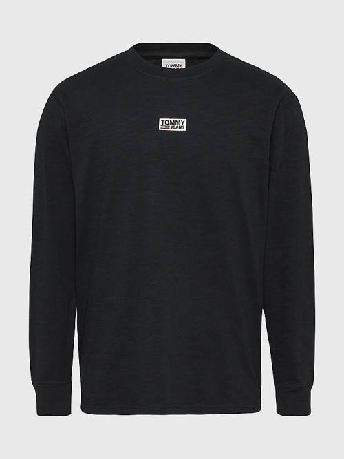 Tommy Hilfiger Plus Logo Long Sleeve T-shirts Heren Zwart | TH925DNJ