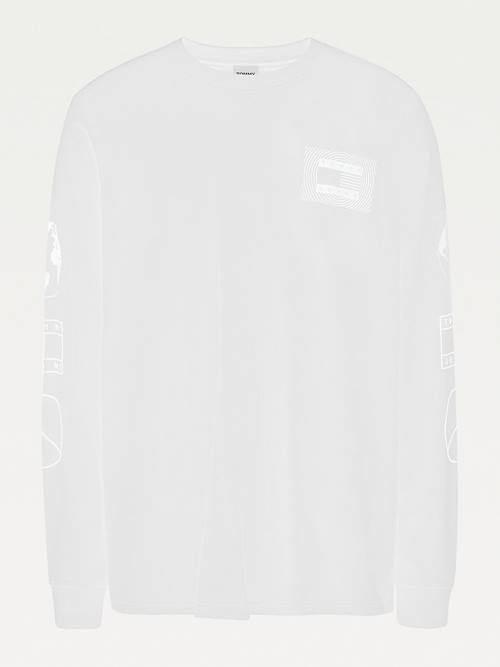 Tommy Hilfiger Plus Long Sleeve Recycled Katoenen T-shirts Heren Wit | TH142ZIL