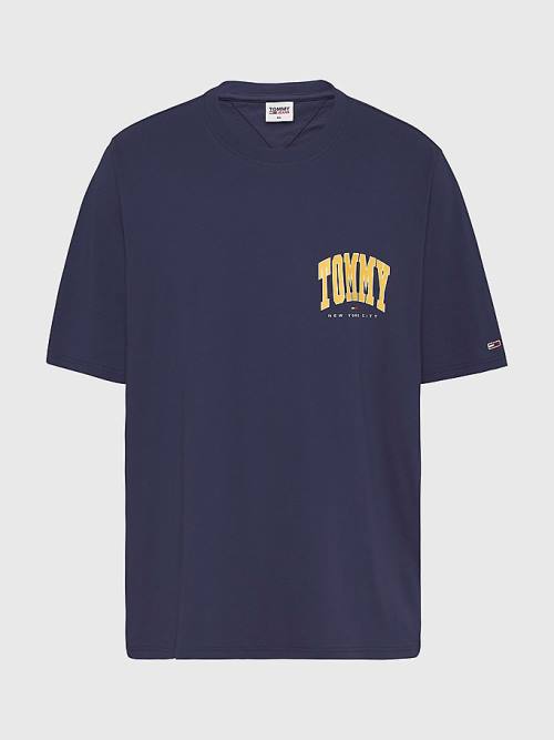 Tommy Hilfiger Plus Organic Katoenen College Graphic T-shirts Heren Blauw | TH271OJQ