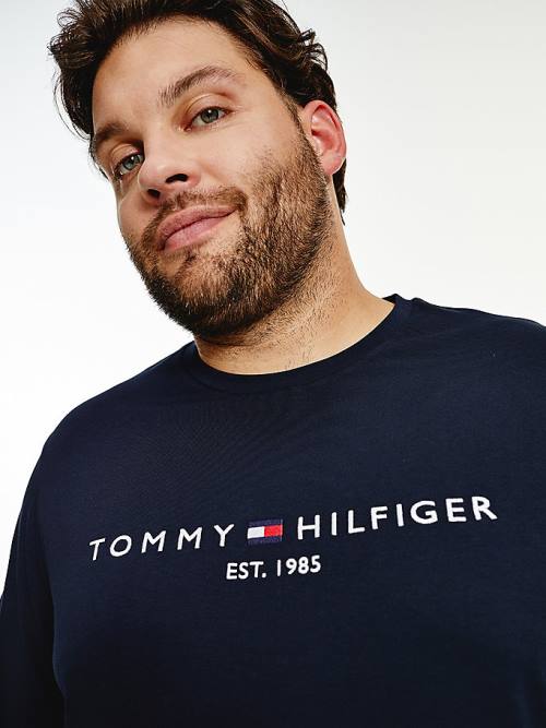 Tommy Hilfiger Plus Organic Katoenen Logo T-shirts Heren Blauw | TH683YGR