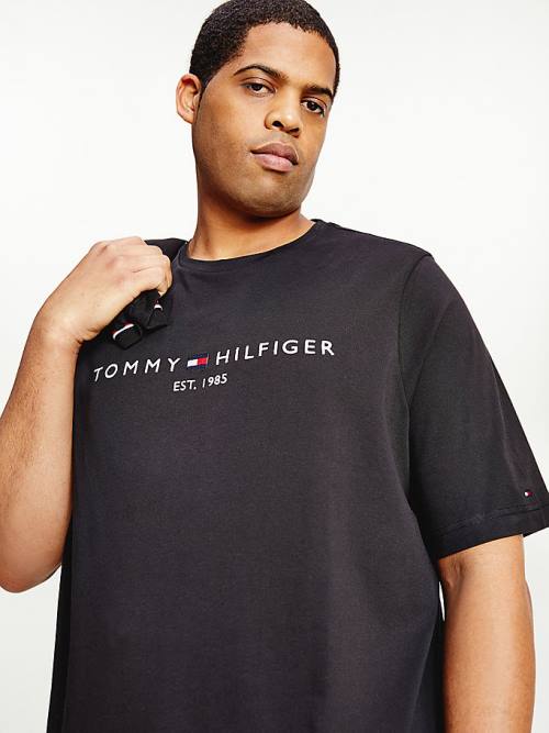 Tommy Hilfiger Plus Organic Katoenen Logo T-shirts Heren Zwart | TH820NPQ