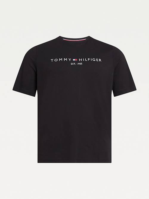 Tommy Hilfiger Plus Organic Katoenen Logo T-shirts Heren Zwart | TH820NPQ