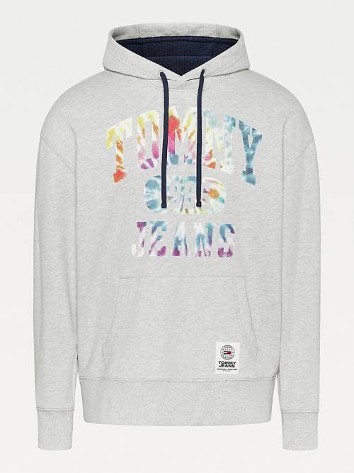 Tommy Hilfiger Plus Organic Katoenen Relaxed Tie-Dye Logo Hoodie Heren Grijs | TH532SCB