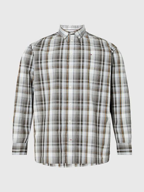 Tommy Hilfiger Plus Poplin Check Regular Fit Overhemd Heren Blauw | TH895YSK