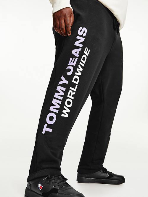 Tommy Hilfiger Plus Recycled Katoenen Relaxed Fit Joggers Broek Heren Zwart | TH372VXZ