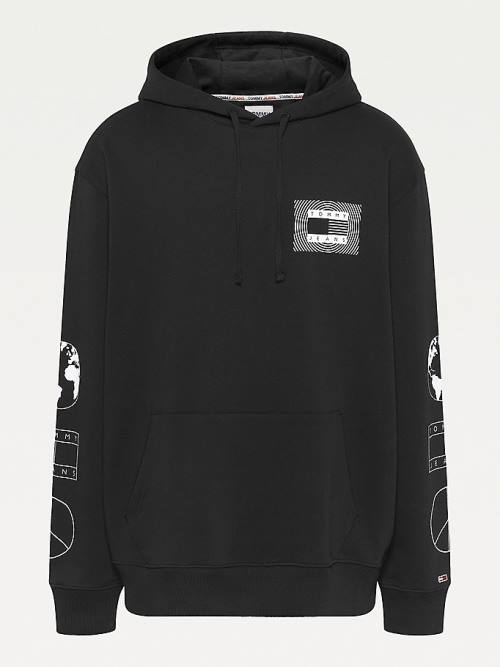 Tommy Hilfiger Plus Recycled Unity Back Graphic Hoodie Heren Zwart | TH302PAF