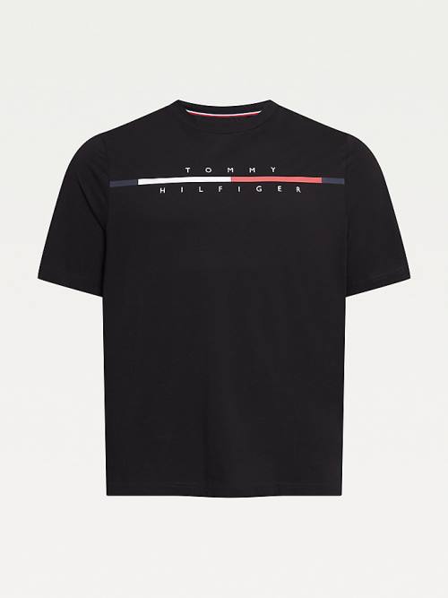 Tommy Hilfiger Plus Signature Split Logo T-shirts Heren Zwart | TH712HZU