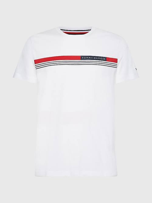 Tommy Hilfiger Plus Signature Tape T-shirts Heren Wit | TH423THA