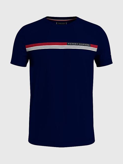 Tommy Hilfiger Plus Signature Tape T-shirts Heren Blauw | TH604VFR