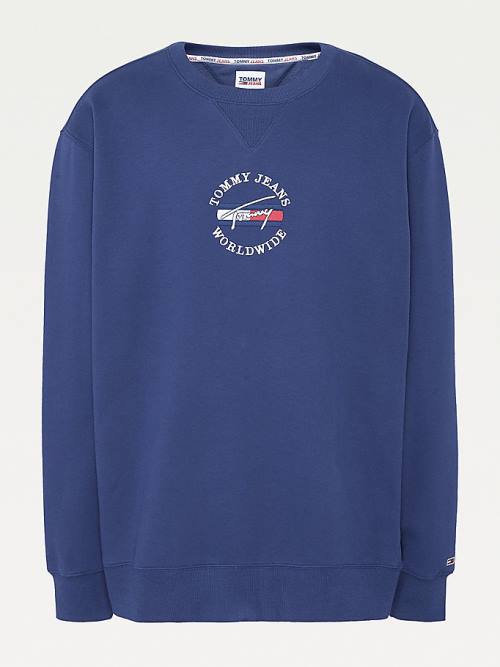 Tommy Hilfiger Plus Timeless Signature Logo Sweatshirts Heren Blauw | TH584RIH