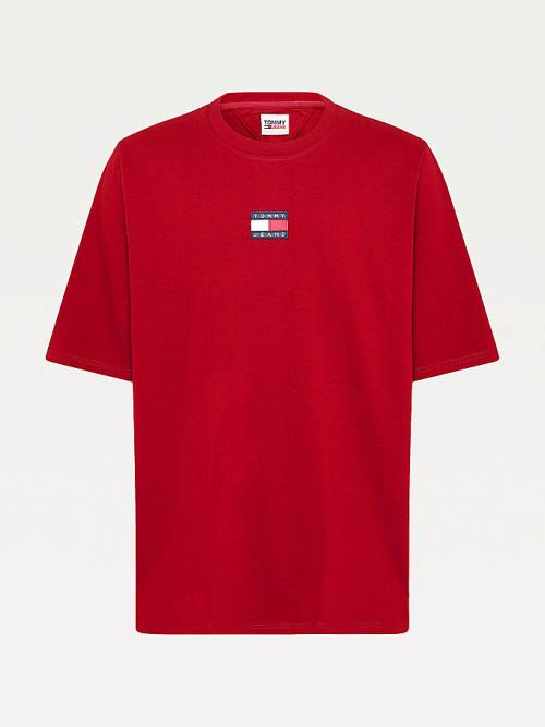 Tommy Hilfiger Plus Tommy Badge T-shirts Heren Rood | TH748DKF