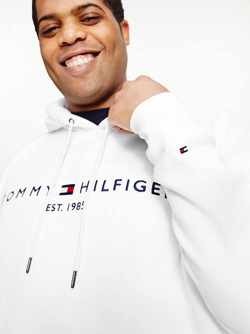 Tommy Hilfiger Plus Tommy Logo Flex Fleece Hoodie Heren Wit | TH780GKH