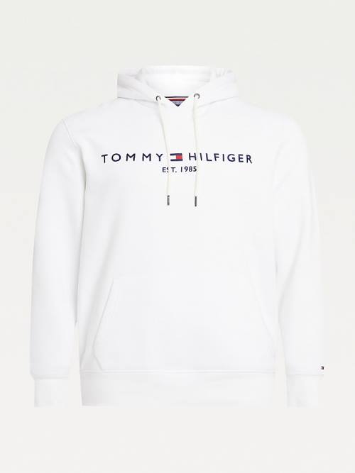 Tommy Hilfiger Plus Tommy Logo Flex Fleece Hoodie Heren Wit | TH780GKH