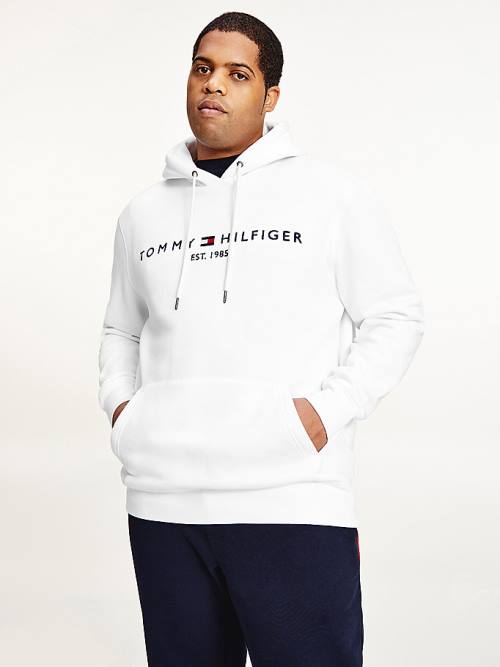 Tommy Hilfiger Plus Tommy Logo Flex Fleece Hoodie Heren Wit | TH780GKH