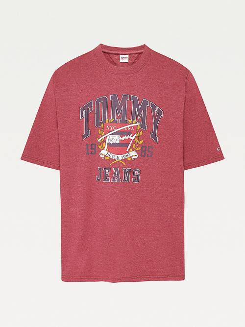 Tommy Hilfiger Plus Vintage Logo Washed T-shirts Heren Rood | TH294PGF