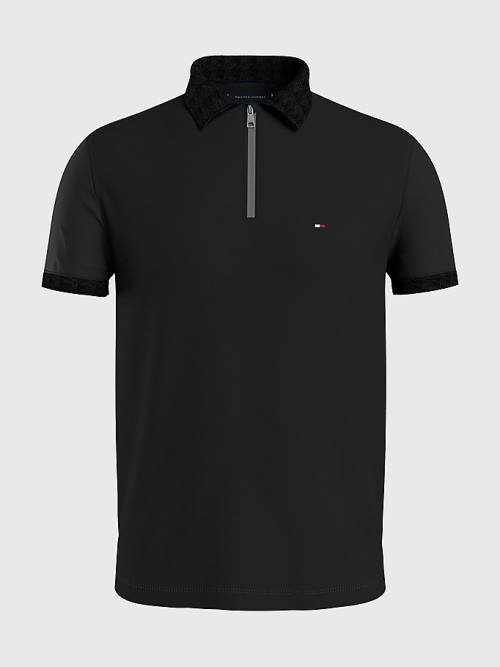 Tommy Hilfiger Plus Zip-Thru Poloshirt Heren Zwart | TH089TIJ