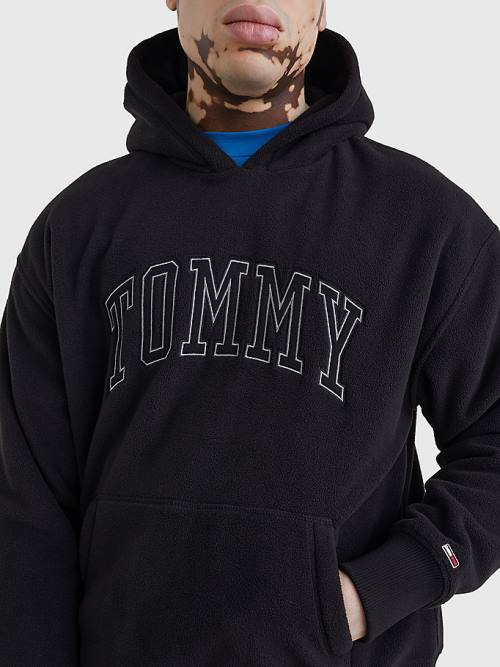 Tommy Hilfiger Polar Fleece Relaxed Fit Hoodie Heren Zwart | TH703MTK