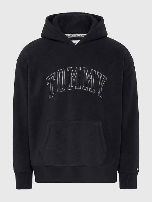 Tommy Hilfiger Polar Fleece Relaxed Fit Hoodie Heren Zwart | TH703MTK