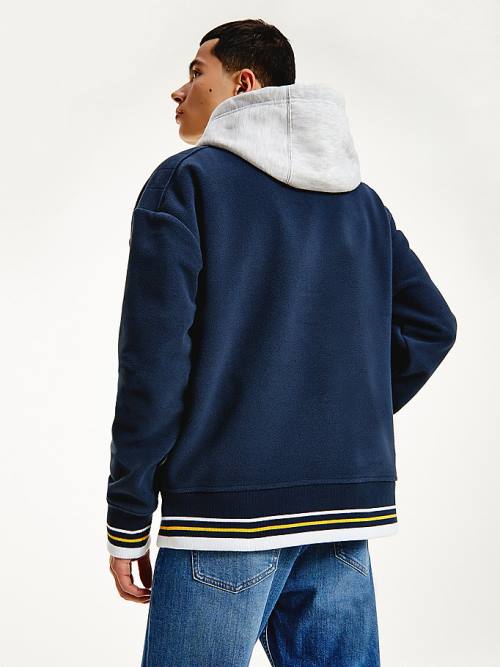 Tommy Hilfiger Polar Fleece V-Neck Hoodie Heren Blauw | TH908YEN