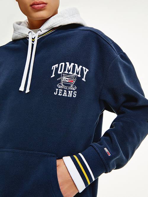 Tommy Hilfiger Polar Fleece V-Neck Hoodie Heren Blauw | TH908YEN