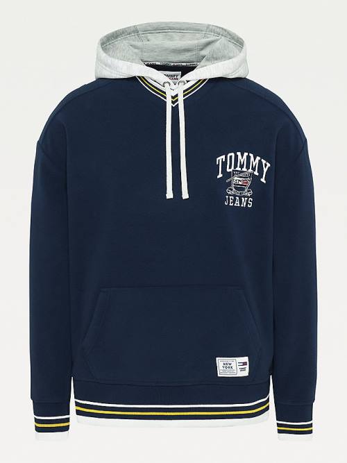 Tommy Hilfiger Polar Fleece V-Neck Hoodie Heren Blauw | TH908YEN