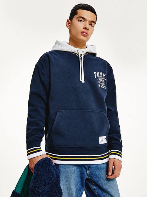 Tommy Hilfiger Polar Fleece V-Neck Hoodie Heren Blauw | TH908YEN