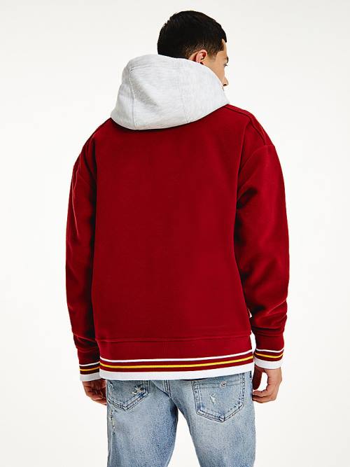 Tommy Hilfiger Polar Fleece V-Neck Hoodie Heren Rood | TH917YLW