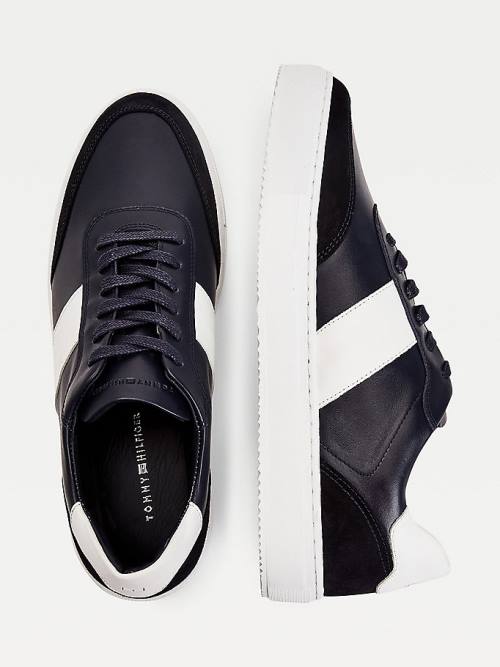 Tommy Hilfiger Premium Leren Suede Cupsole Sneakers Heren Blauw | TH783MJG