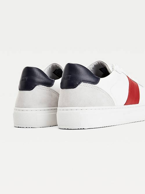 Tommy Hilfiger Premium Leren Suede Cupsole Sneakers Heren Wit | TH934REX