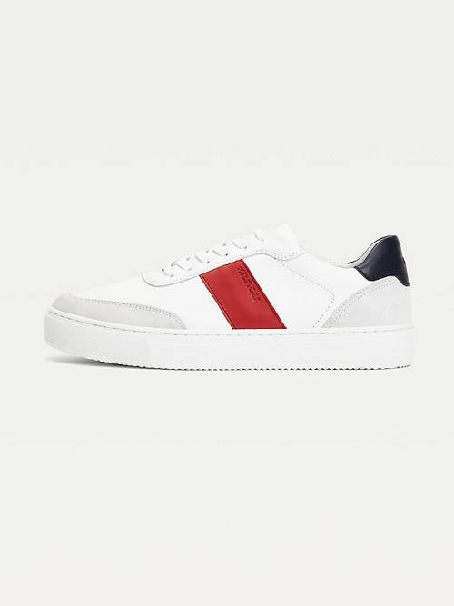 Tommy Hilfiger Premium Leren Suede Cupsole Sneakers Heren Wit | TH934REX