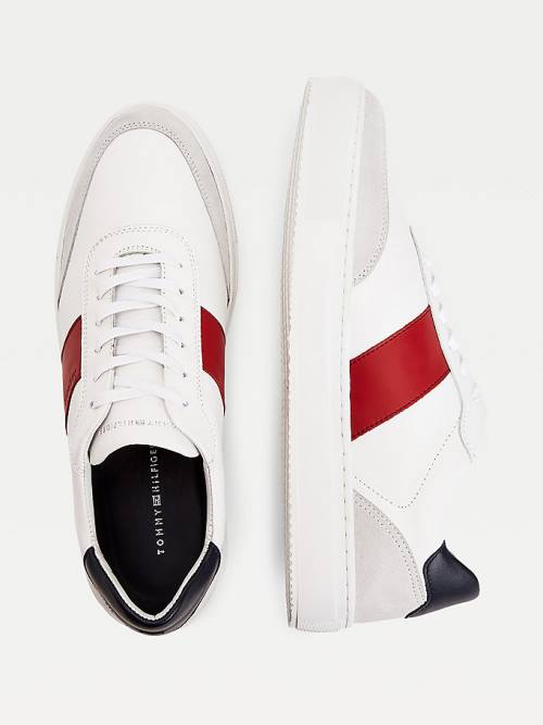 Tommy Hilfiger Premium Leren Suede Cupsole Sneakers Heren Wit | TH934REX