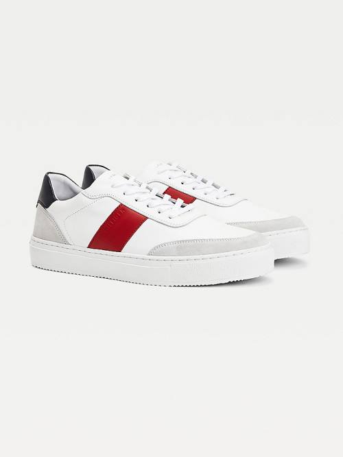 Tommy Hilfiger Premium Leren Suede Cupsole Sneakers Heren Wit | TH934REX